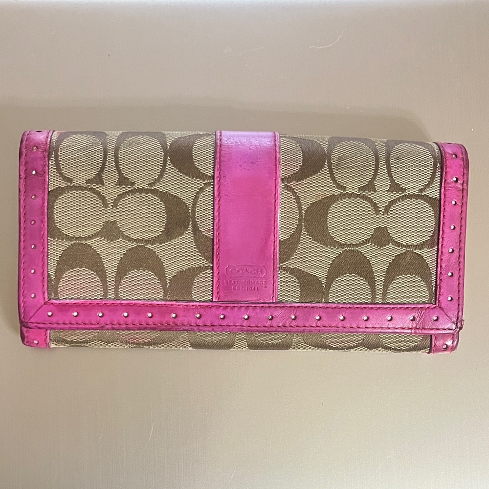 Coach Tan and Pink Women's Wallet